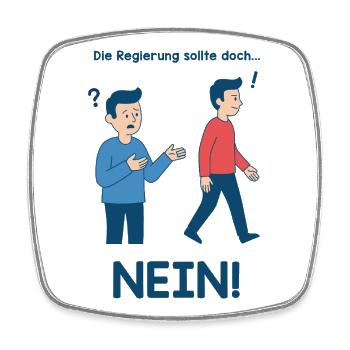 Nein zur Regierung Cartoon - Viereckiger Kühlschrankmagnet - Weiß - Vorne