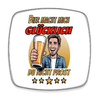 La bière me rend heureux, merci - Magnet carré - blanc - Devant