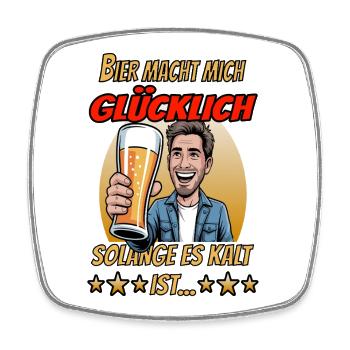 Bierglück: Solange es kalt ist - Viereckiger Kühlschrankmagnet - Weiß - Vorne