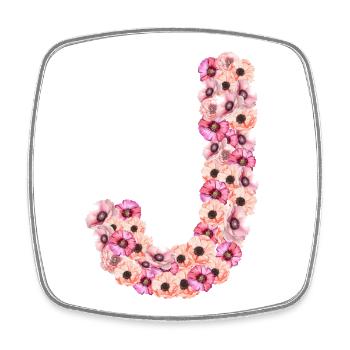 Monogramm J aus Blüten - Viereckiger Kühlschrankmagnet - Weiß - Vorne