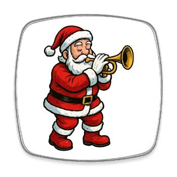 Santa Trumpet Christmas Scene - Square fridge magnet - white - Front