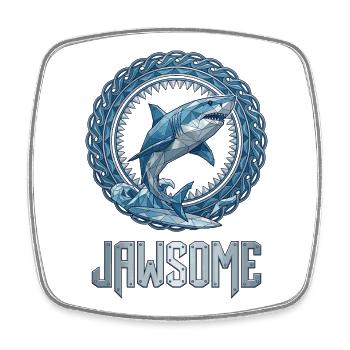 Jawsome Hai Geometrisch - Viereckiger Kühlschrankmagnet - Weiß - Vorne