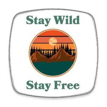 Stay Wild Stay Free – Sunset Nature Graphic - Viereckiger Kühlschrankmagnet - Weiß - Vorne