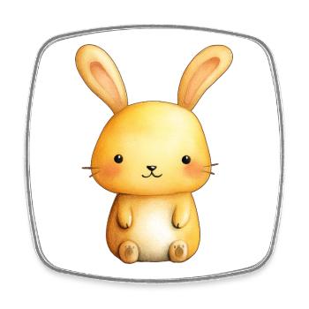 Süßes kleines Kaninchen – Niedliche Babyillustration - Viereckiger Kühlschrankmagnet - Weiß - Vorne