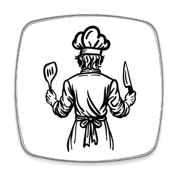 Father’s Kitchen Soul – Chef Line Art Design - Viereckiger Kühlschrankmagnet - Weiß - Vorne