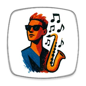 Saxophon – Jazz – Musik - Viereckiger Kühlschrankmagnet - Weiß - Vorne