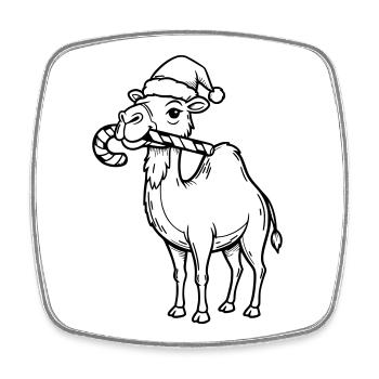 Camel with Santa Hat Illustration - Square fridge magnet - white - Front