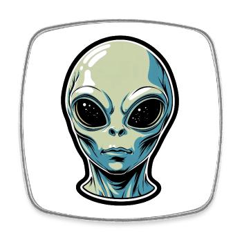 Alien Head Illustration - Square fridge magnet - white - Front
