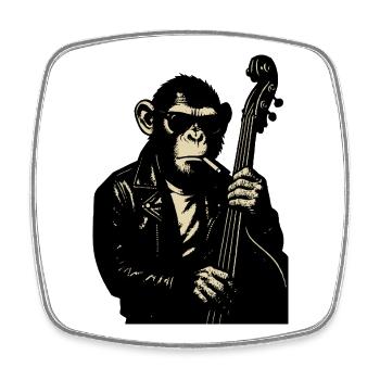 Monkey Rocker Leather Bass - Square fridge magnet - white - Front