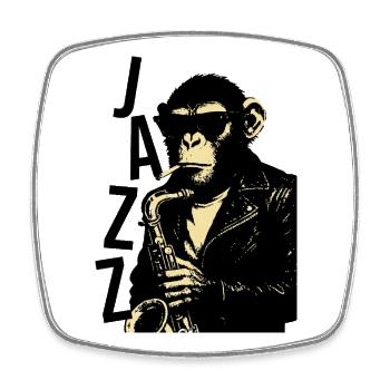 Saxophone monkey plays saxophone - Square fridge magnet - white - Front
