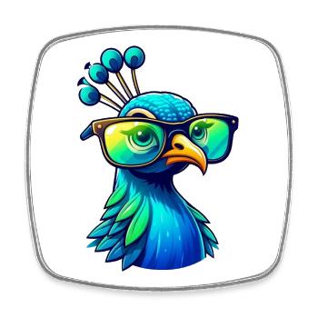 Blue Peacock Motif Peacock Wheel Peacock Lovers - Square fridge magnet - white - Front
