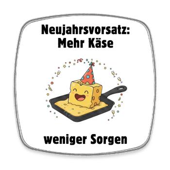 Cheese party in the pan - more cheese, less worries - Square fridge magnet - white - Front