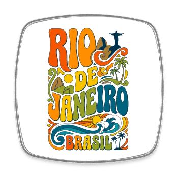 Rio De Janeiro Brasil - Vintage Travel - Square fridge magnet - white - Front