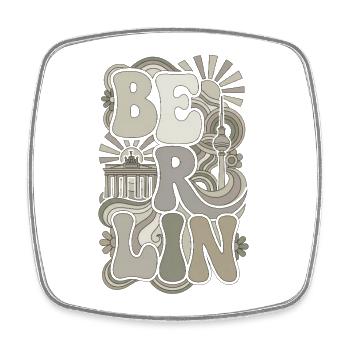 BERLIN Rétro Groovy Années 70 Monochrome Vintage - Magnet carré - blanc - Devant
