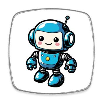 Blauer Roboterfreund Sticker - Viereckiger Kühlschrankmagnet - Weiß - Vorne