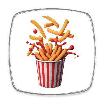 POP FRITES – Bellegique - Viereckiger Kühlschrankmagnet - Weiß - Vorne