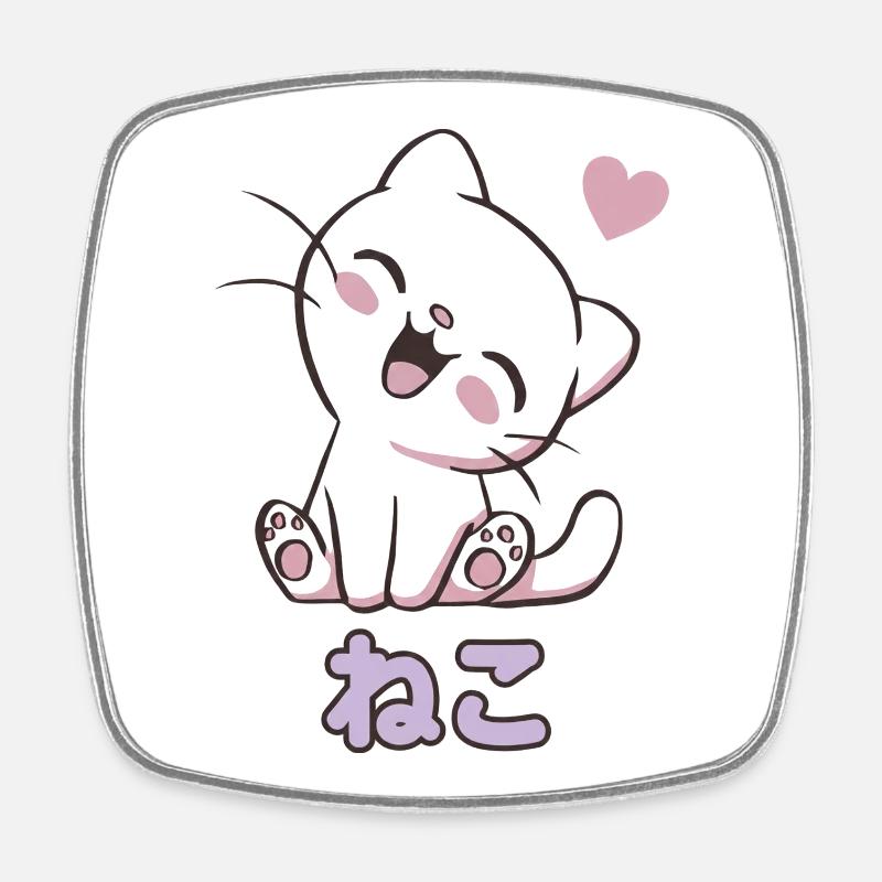 Neko Cuddly Cat Hearts - Square fridge magnet - white