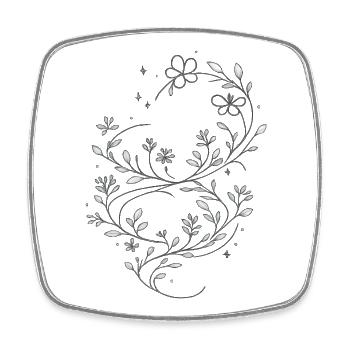 Silver Flower Vine - Square fridge magnet - white - Front
