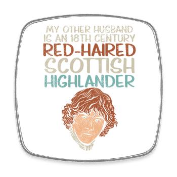 Mari écossais aux cheveux roux de Highlander design - Magnet carré - blanc - Devant