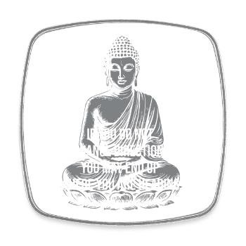 Buddha-Richtungswechsel-Erinnerung - Viereckiger Kühlschrankmagnet - Weiß - Vorne