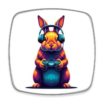 Rabbit Games Animal Video Games Fun - Square fridge magnet - white - Front