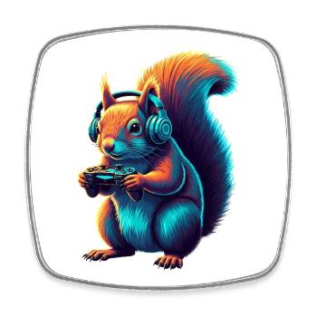 Squirrel Gaming Animal Video Games Funny - Square fridge magnet - white - Front