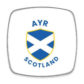 Wappen von Ayr, Schottland - Viereckiger Kühlschrankmagnet - Weiß - Vorne