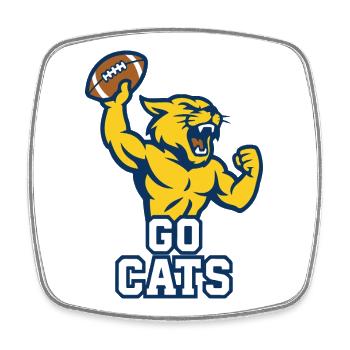 Go Cats Football Wildcat Maskottchen-Power-Design - Viereckiger Kühlschrankmagnet - Weiß - Vorne