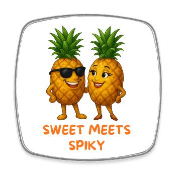 Sweet rencontre le duo d’ananas épicé - Magnet carré - blanc - Devant