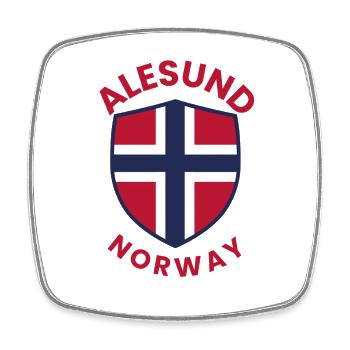 Ålesund Norwegian Flag Shield - Square fridge magnet - white - Front