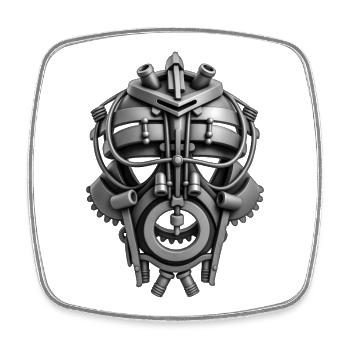 ROBOTERMASKE #1 – schwarz-weiß - Viereckiger Kühlschrankmagnet - Weiß - Vorne