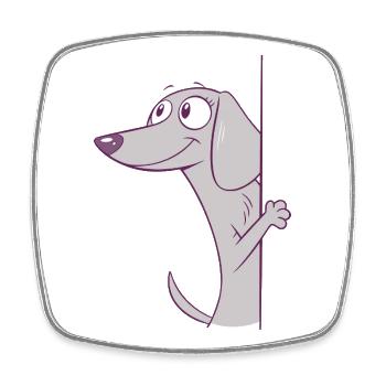 Funny Peeking Dachshund Puppy Dog, Puppies Lover - Square fridge magnet - white - Front