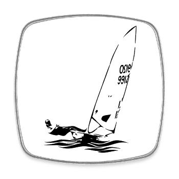 ILCA Laser Sailing Dinghy Sailboat Regatta Sailing Sports - Square fridge magnet - white - Front