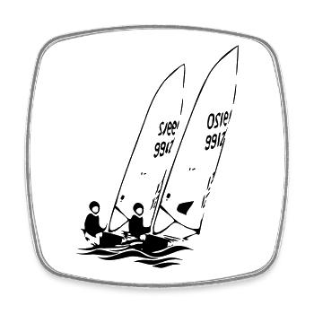 ILCA Laser Sailing dinghies sailboats in the regatta - Square fridge magnet - white - Front