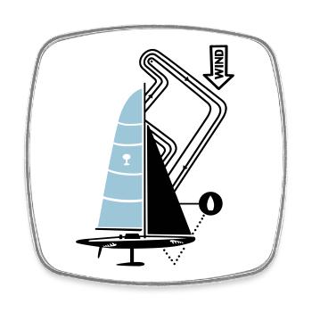 Modern Sailing Yacht Regatta Course Sailboat Yacht - Square fridge magnet - white - Front