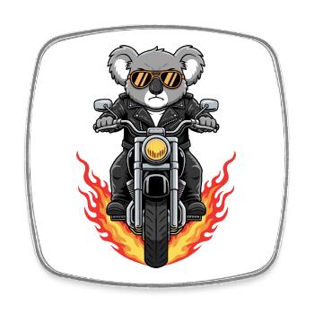 Motos Motocyclistes Cool Flammes - Magnet carré - blanc - Devant