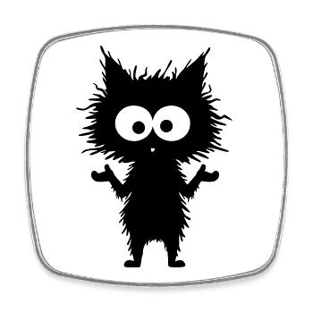Funny Black Cat - Shrug - No Matter - Square fridge magnet - white - Front
