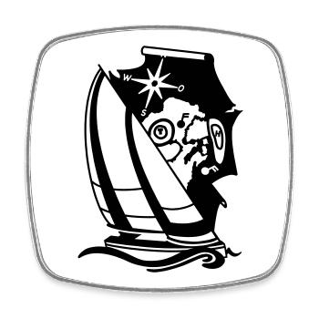 Voilier Voilier avec carte nautique à boussole Navigation - Magnet carré - blanc - Devant