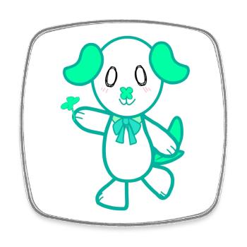 KawaiiDOGGOS – Lucky "Lucky"-Druck - Viereckiger Kühlschrankmagnet - Weiß - Vorne