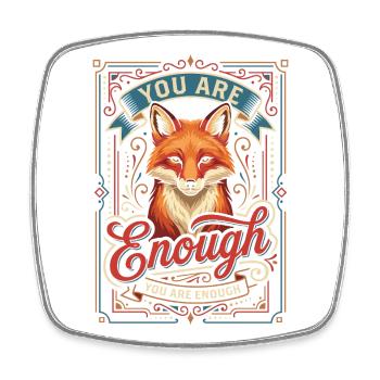 You Are Enough: Fox Vintage Art - Viereckiger Kühlschrankmagnet - Weiß - Vorne