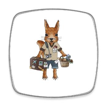 Eichhoernchen_auf_Nuss_Tour - Square fridge magnet - white - Front