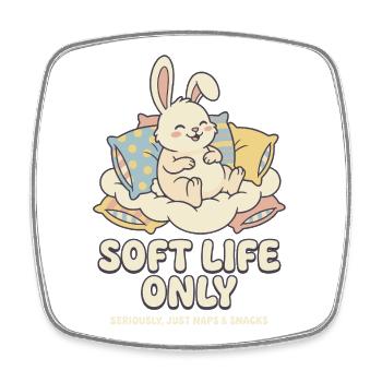 Lapin câlin sur un coussin nuageux - Magnet carré - blanc - Devant