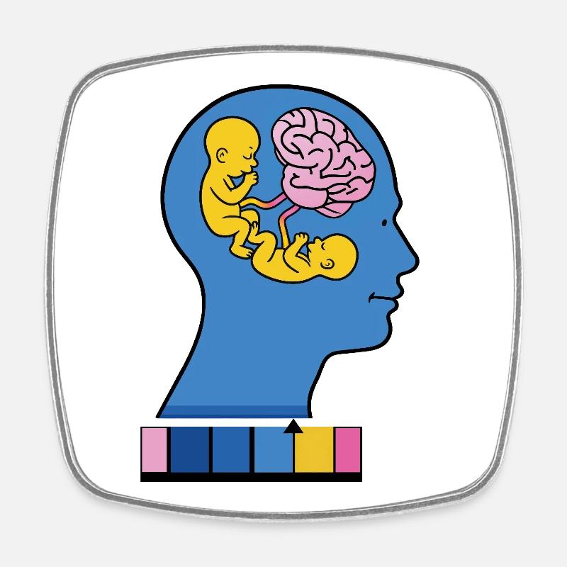 TWIN IN MY MIND - nice people - Square fridge magnet - white