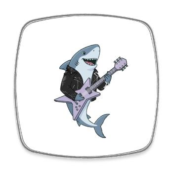 Shark Rocker avec guitare électrique - Magnet carré - blanc - Devant