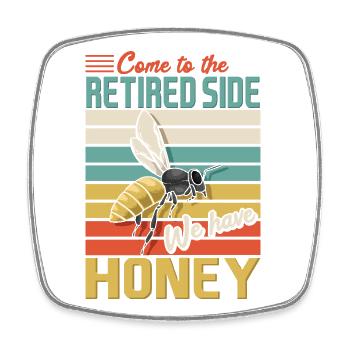 Retired Side Honey Funny Bee Retro Sunset Design - Viereckiger Kühlschrankmagnet - Weiß - Vorne