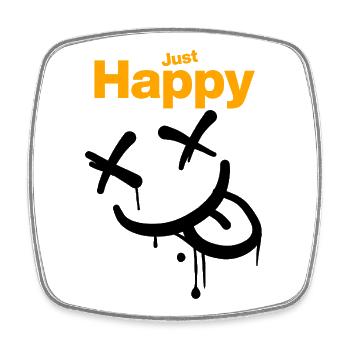 Just Happy, glücklich, irrwitzig grinsend! - Viereckiger Kühlschrankmagnet - Weiß - Vorne