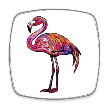 Flamingo Bunt - Viereckiger Kühlschrankmagnet - Weiß - Vorne
