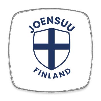 Joensuu shield Flag of Finland - Square fridge magnet - white - Front