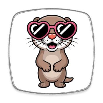 Otter with heart sunglasses - Square fridge magnet - white - Front