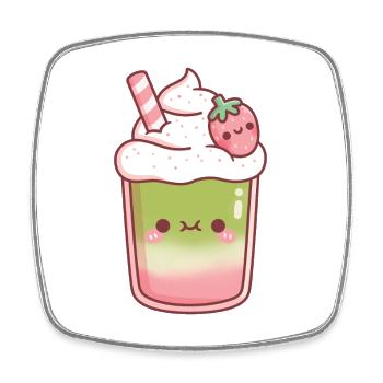 Süßer Eiskaffer Matcha Erdbeer-Latte - Viereckiger Kühlschrankmagnet - Weiß - Vorne